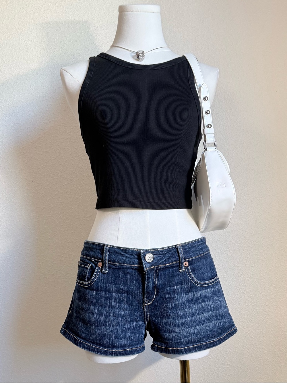 Y2K Aeropostale Low Rise Denim Micro Shorts Coastal Cowgirl Mcbling Festival - Picture 2 of 7